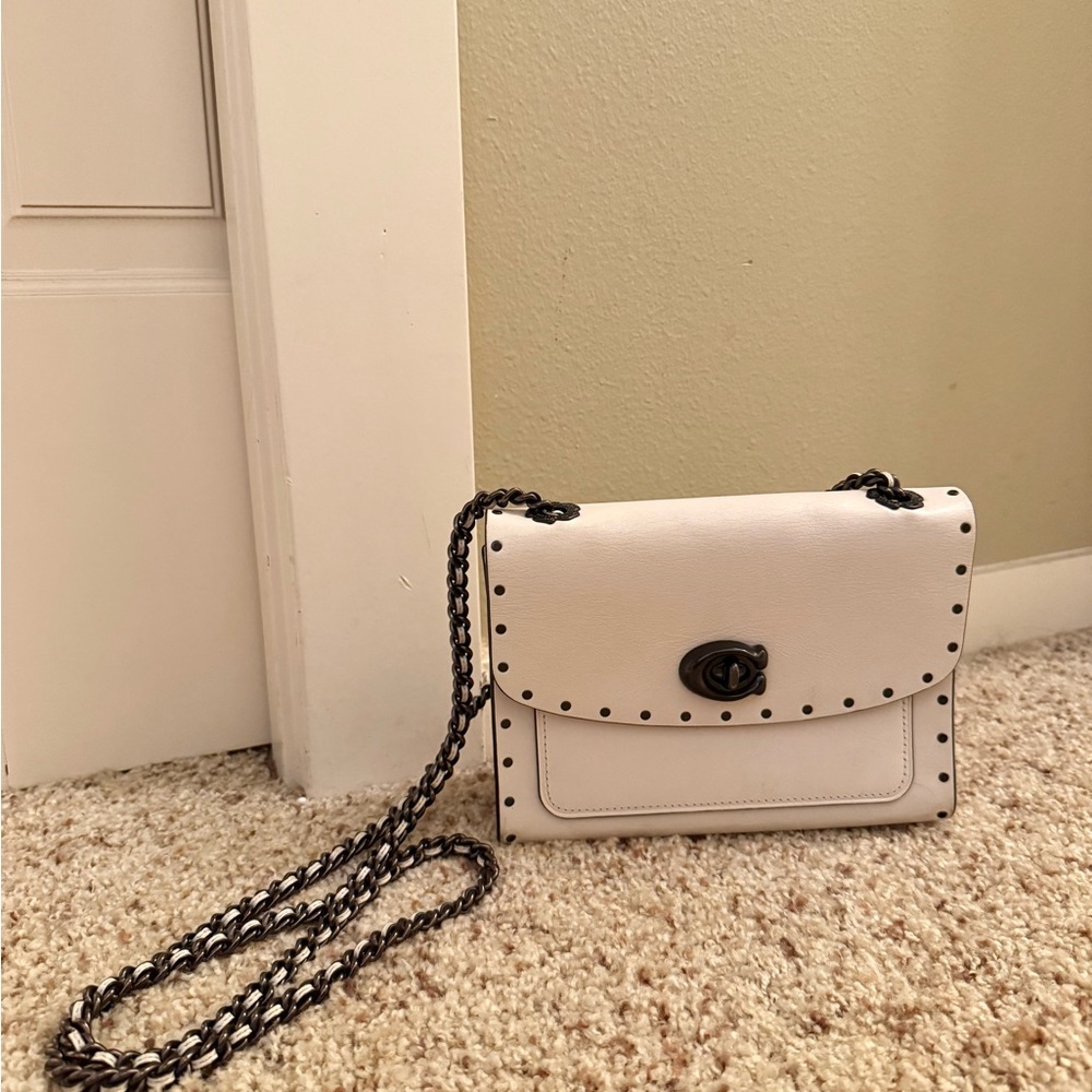 Coach White Crossbody Bag with Chain Strap